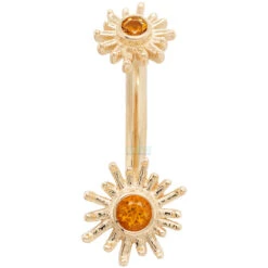 "Sunshine" J Curve In Gold With Citrine -Body Vision Los Angeles 40950 BodyVision BVLASunshineJCurveinGoldwithCitrineSingleYellowGold5.162