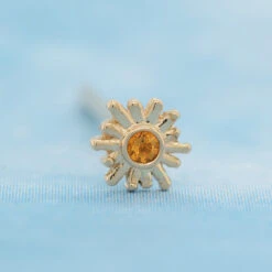 "Sunray" Nostril Screw In Gold With Citrine -Body Vision Los Angeles 40950 BodyVisionBVLASunRayNostrilScrewinGoldwithGenuineCitrineSinglezFunky1.5mmYellowGold