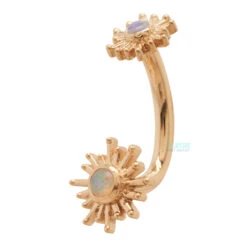 "Sunshine" J Curve In Gold With Genuine White Opal -Body Vision Los Angeles 40950BVLABodyVision Sunshine JCurveinGoldwithGenuineWhiteOpalSingleYG1