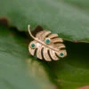 Monstera Leaf Threaded End In Gold With Rainforest Topaz'