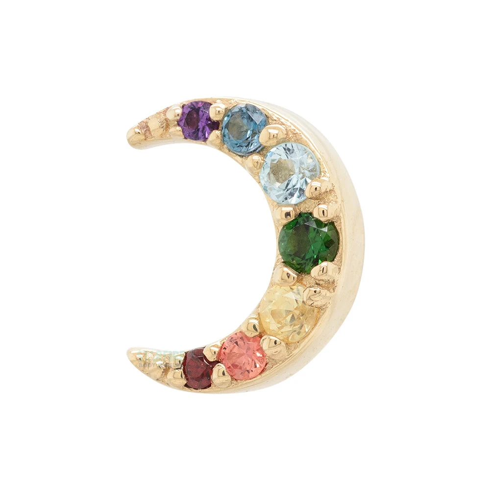 "Jula" Threaded End In Gold Rainbow With Genuine Gemstones 1 "Jula" Threaded End In Gold Rainbow With Genuine Gemstones