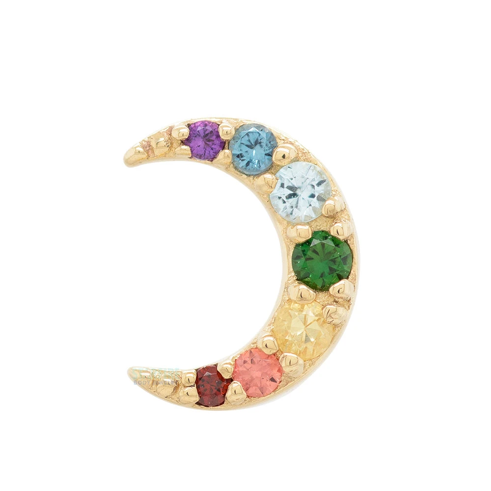 "Jula" Threaded End In Gold Rainbow With Genuine Gemstones 3 "Jula" Threaded End In Gold Rainbow With Genuine Gemstones - Image 3