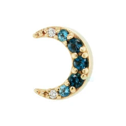 "Jula" Threaded End In Gold With Gradient Gemstones: Genuine London Blue Topaz, Ice Blue Topaz & DIAMONDS