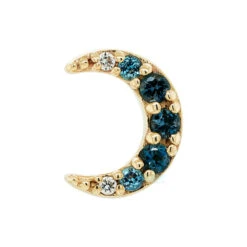 "Jula" Threaded End In Gold With Gradient Gemstones: Genuine London Blue Topaz, Ice Blue Topaz & DIAMONDS -Body Vision Los Angeles 41089 BodyVision BVLAJulaThreadedEndinGoldwithGradientGemstonesGenuineLondonBlueTopaz IceBlueTopaz DIAMONDSSingleYellowGold2