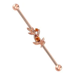 "Jessamine" Industrial Barbell In Gold With Citrine