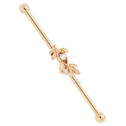 "Jessamine" Industrial Barbell In Gold With White CZ's 8 "Jessamine" Industrial Barbell In Gold With White CZ's -Body Vision Los Angeles 41093 BodyVision BVLAJessamineIndustrialBarbellinGoldwithWhiteCZsSingle11.4YellowGold3
