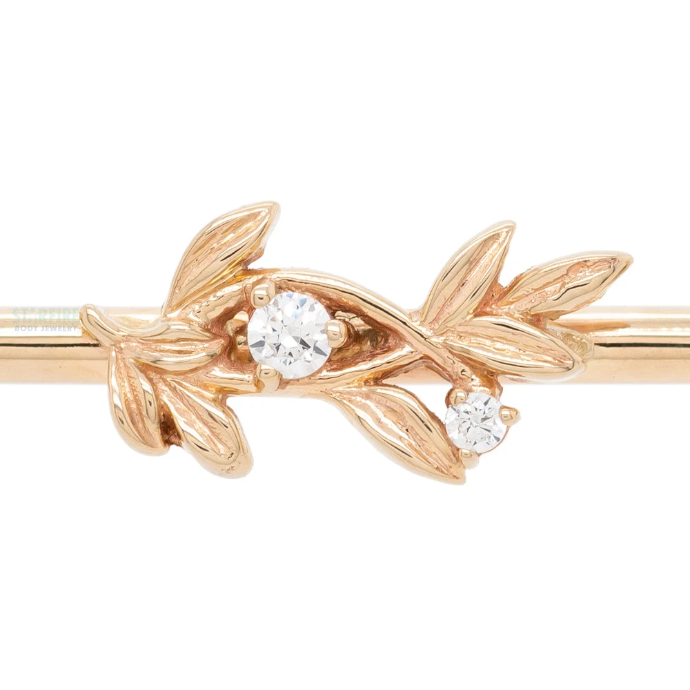 "Jessamine" Industrial Barbell In Gold With White CZ's 4 "Jessamine" Industrial Barbell In Gold With White CZ's - Image 4