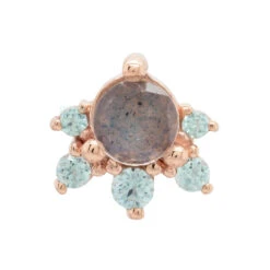 "Anaya" Threaded End In Gold With Rose Cut Labradorite & Cyan CZ's