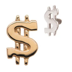 Dollar Symbol Separate Threaded End In Gold