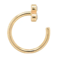 Tri Bezel Cluster Nostril Nail Ring In Gold With Genuine White Opal -Body Vision Los Angeles 41200 BVLABodyVisionTriBezelClusterNostrilNailRinginGoldwithGenuineWhiteOpalSingle1.5mmYellowGold3