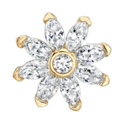 Sunflower Threaded End In Gold With White CZ's