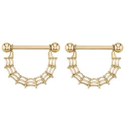 "Charlotte" Stirrup Charm On Basic Gold Nipple Barbells