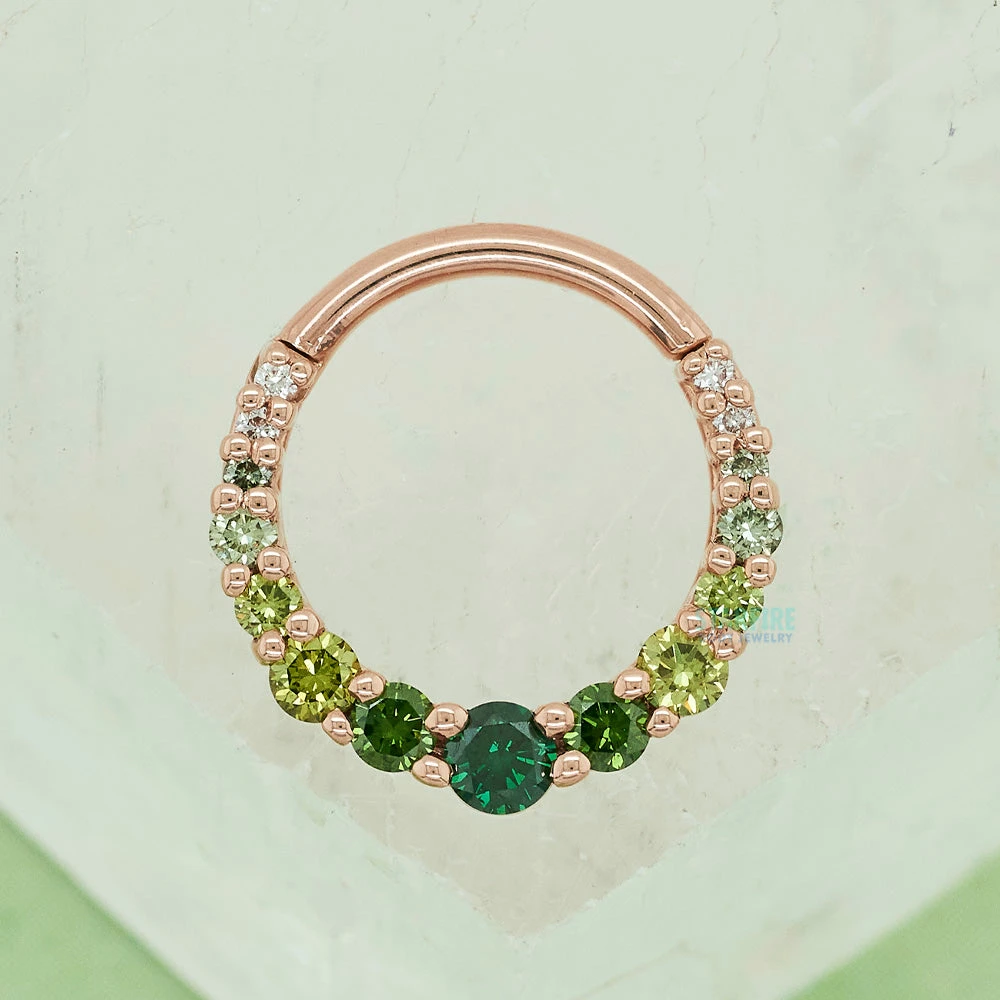 Graduating Gem "Oaktier" Hinge Ring In Gold With Green Ombre Diamonds 2 Graduating Gem "Oaktier" Hinge Ring In Gold With Green Ombre Diamonds - Image 2