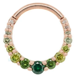 Graduating Gem "Oaktier" Hinge Ring In Gold With Green Ombre Diamonds 7 Graduating Gem "Oaktier" Hinge Ring In Gold With Green Ombre Diamonds -Body Vision Los Angeles 41365 BodyVision BVLAGraduatingGemOaktierHingeRinginGoldwithGreenOmbreDiamondssingle3.8RoseGold1