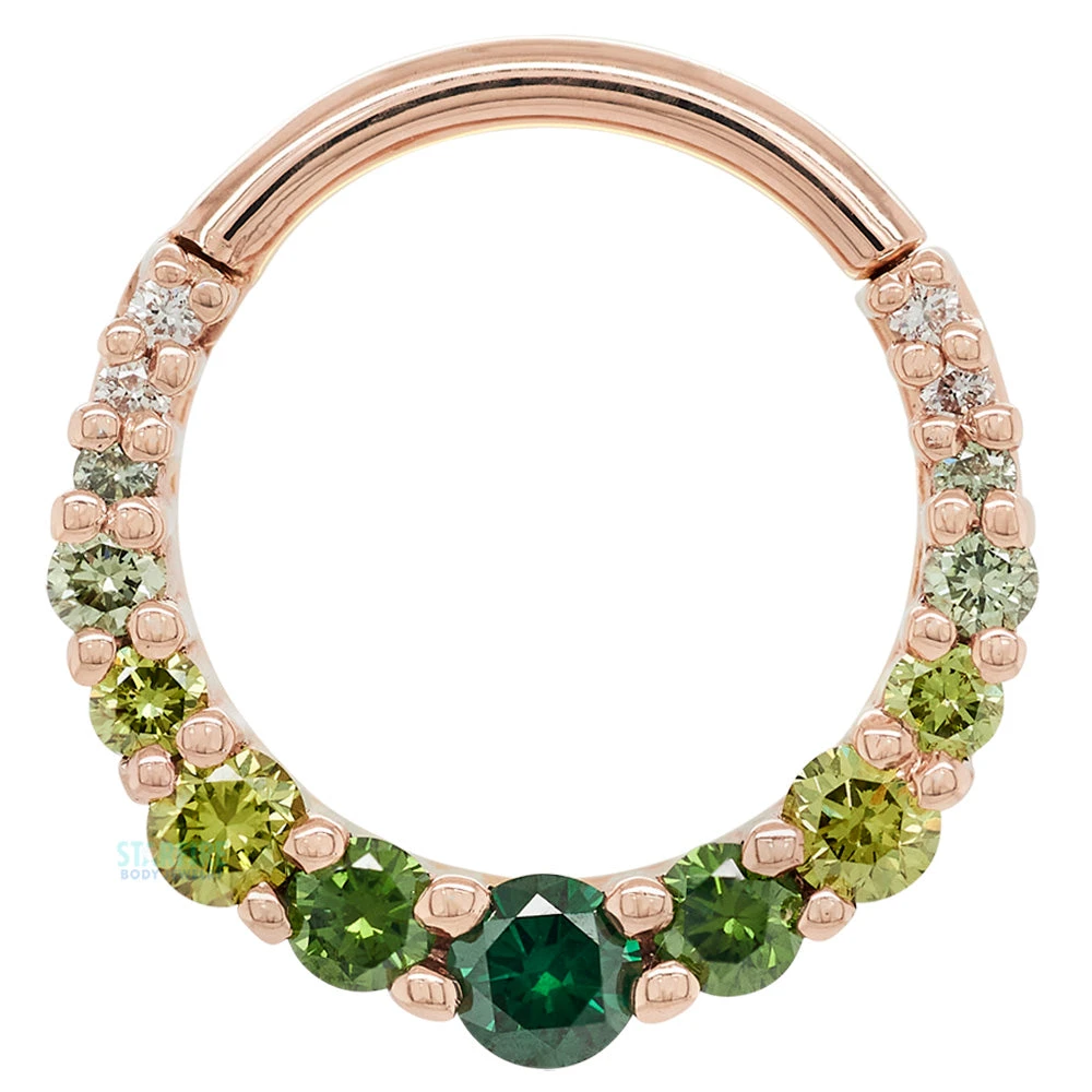 Graduating Gem "Oaktier" Hinge Ring In Gold With Green Ombre Diamonds 4 Graduating Gem "Oaktier" Hinge Ring In Gold With Green Ombre Diamonds - Image 4