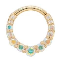 Graduating Gem "Oaktier" Hinge Ring In Gold With Mercury Mist Topaz & White CZ's -Body Vision Los Angeles 41365 BodyVision BVLAGraduatingGemOaktierHingeRinginGoldwithMercuryMistTopaz WhiteCZsSingleYellowGold2 d02785ce 1bea 4d30 9c2d 8060aa1fba87