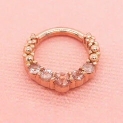 Graduating Gem "Oaktier" Hinge Ring In Gold With Oregon Sunstone -Body Vision Los Angeles 41365 BodyVision BVLAGraduatingGemOaktierHingeRinginGoldwithOregonSunstonezFunky