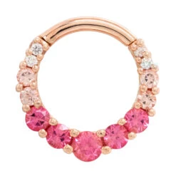 Graduating Gem "Oaktier" Hinge Ring In Gold With Padparadscha Sapphire, Champagne Sapphire & Diamonds -Body Vision Los Angeles 41365 BodyVision BVLAGraduatingGemOaktierHingeRinginGoldwithPadparadschaSapphire ChampagneSapphire DiamondsSingle5.16RoseGold2 5e7df8bd 14a4 439c 9262 8109fcb2a9de