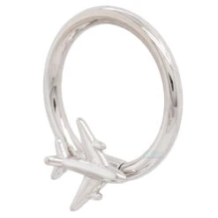 Airplane Gold Captive Bead Ring (CBR) -Body Vision Los Angeles 41413 BodyVision BVLAAirplaneGoldCaptiveBeadRing CBR SingleWhiteGold16ga3.83