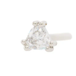 "Tanti" Trillion Nostril Screw In Gold With White CZ