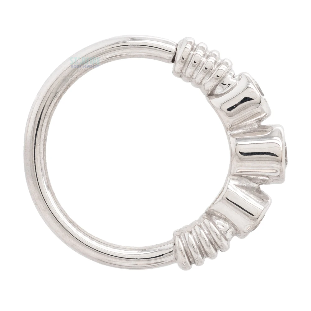 Navel Oriented "Faraway" Seam Ring In Gold With CZ's 2 Navel Oriented "Faraway" Seam Ring In Gold With CZ's - Image 2