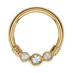 "Faraway" Seam Ring In Gold With White CZ's