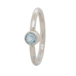 Round Fixed Bezel Seam Ring (FBR) In Gold With Aquamarine