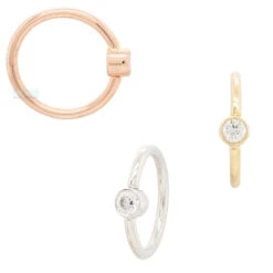 Round Fixed Bezel Seam Ring (FBR) In Gold With White CZ