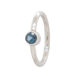 Round Fixed Bezel Seam Ring (FBR) In Gold With London Blue Topaz