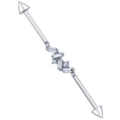 "Spikey Genesis" Industrial Barbell In Gold With DIAMONDS