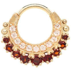 "Marilyn" Hinge Ring In Gold With Garnet & Champagne Sapphire