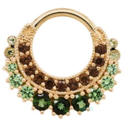 "Marilyn" Hinge Ring In Gold With Smoky Quartz, Peridot, Tsavorite & Green Tourmaline -Body Vision Los Angeles 41479 BodyVision BVLAMarilynHingeRinginGoldwithSmokyQuartz Peridot Tsavorite GreenTourmalineSingleYellowGold1 3dd13575 828c 4396 a6cc 6bc34134ae81