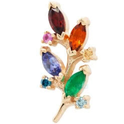 "Bitter Sweet" Threaded End In Gold Rainbow With Genuine Gemstones -Body Vision Los Angeles 41481 BodyVision BVLABitterSweetThreadedEndinGoldRainbowwithGenuineGemstonesSingleYellowGoldLeft1