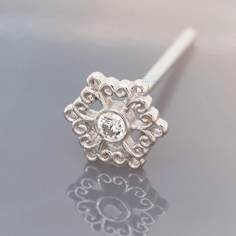 "Chloe" Nostril Screw In Gold With White CZ 2 "Chloe" Nostril Screw In Gold With White CZ - Image 2