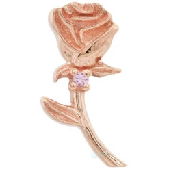 "Jess Rose" Threaded End In Gold With Light Pink Sapphire 9 "Jess Rose" Threaded End In Gold With Light Pink Sapphire -Body Vision Los Angeles 41498 BodyVision BVLAJessRoseThreadedEndinGoldwithLightPinkSapphireSingleRoseGoldRightCurve2