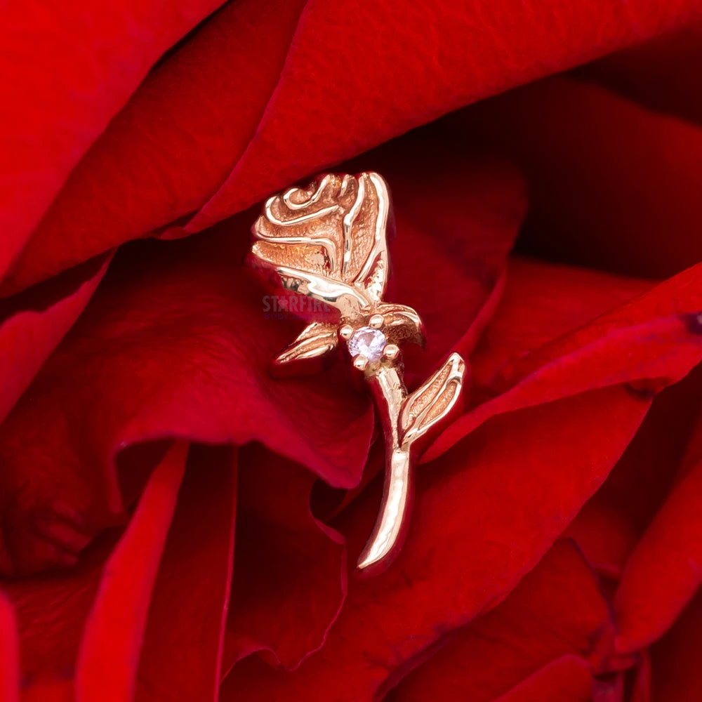 "Jess Rose" Threaded End In Gold With Light Pink Sapphire 2 "Jess Rose" Threaded End In Gold With Light Pink Sapphire - Image 2