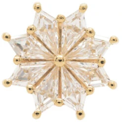 "Pablo" Threaded End In Gold With White CZ's -Body Vision Los Angeles 41500 BodyVision BVLAPabloThreadedEndinGoldwithWhiteCZsSingleYellowGold2