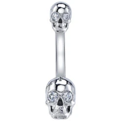 "Doja Skull" Navel Curve In Gold With DIAMONDS