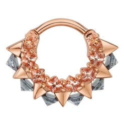 "Tara" Hinge Ring In Gold With Chatham Champagne Sapphire & Smoky Quartz