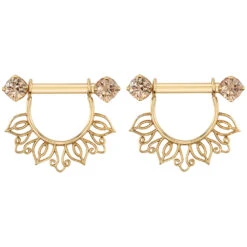 "Azalea" Stirrup Charm In Gold 7 "Azalea" Stirrup Charm In Gold -Body Vision Los Angeles 41648 BodyVision BVLAAzaleaStirrupCharminGoldSingleSingleYellowGoldwithbarbellsENDORPHOTO