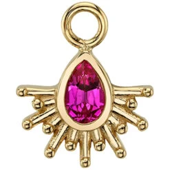 "Borderline" Charm In Gold With Chatham Hot Pink Sapphire