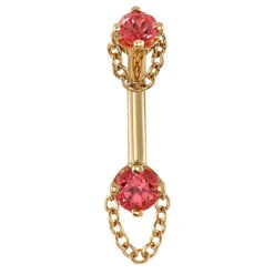 "Rianna" Curved Barbell In Gold With Padparadscha Sapphire