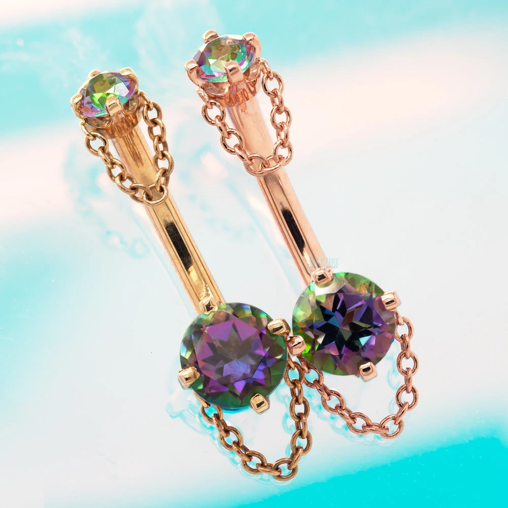 "Rianna" Navel Curve In Gold With Mystic Topaz 2 "Rianna" Navel Curve In Gold With Mystic Topaz - Image 2