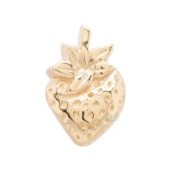 Threadless: Strawberry Pin In Gold -Body Vision Los Angeles 41757 BodyVision BVLAthreadlessStrawberryPininGoldSingleYellowGold2