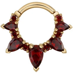 "Empress Rising" Hinge Ring In Gold With Red Diamond & Garnet