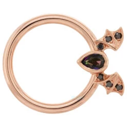 "Countess" Gold Captive Bead Ring (CBR) With Mystic Topaz & Black Diamonds -Body Vision Los Angeles 41795 BodyVision BVLACountessGoldCaptiveBeadRing CBR withMysticTopaz BlackDiamondsSingleRoseGold3.81