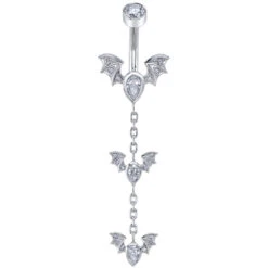 "Flying Countess" Navel J Curve In Gold With DIAMONDS -Body Vision Los Angeles 41795 BodyVision BVLAFlyingCountessNavelJCurveinGoldwithDIAMONDSSingleWhiteGoldVENDORPHOTO