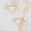 "Antoinette" Forward Facing Nipple Barbells With Chains In Gold With White CZ's