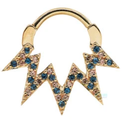 "Ziggy" Hinge Ring In Gold With Champagne Sapphires & London Blue Topaz' -Body Vision Los Angeles 41848 BodyVision BVLAZiggyHingeRinginGoldwithChampagneSapphires LondonBlueTopaz SingleYellowgold5.162 b7758820 29c3 4125 a61d 37520ace4f60