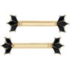 "Daydream" Forward Facing Nipple Barbells In Gold With Onyx